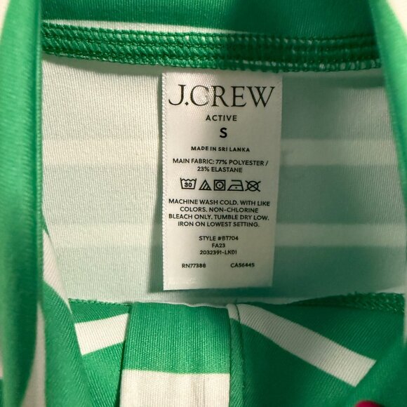 J.Crew‎ Active CloudStretch Half-Zip Pullover Green White Stripe Size S - Picture 3 of 7